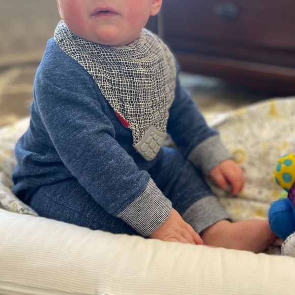 Baby GAP 6-12M Blue Heather Long sleeve 100% Cotton Sweatshirt Romper - Picture 3 of 11